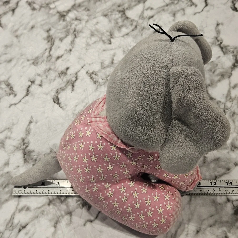 HTF Cracker Barrel Pink Gray Elephant Cherished Beginnings Plush‎ Removable Pjs